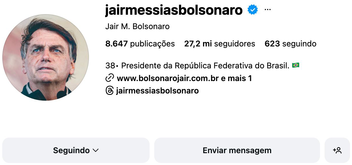 @jairmessiasbolsonaro · 27,2 mi seguidores